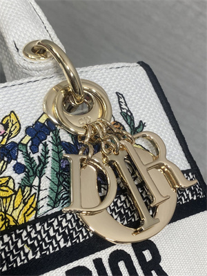 CD Medium Lady D-Lite Bag Embroidery White Multicolors