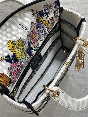 CD Medium Lady D-Lite Bag Embroidery White Multicolors
