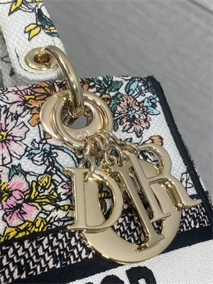 CD Medium Lady D-Lite Bag Embroidery White Multicolors