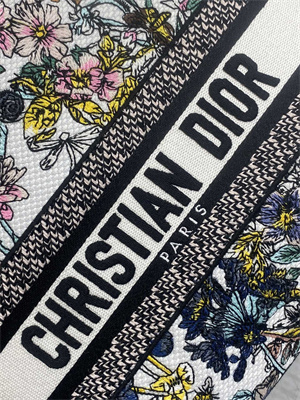 CD Medium Lady D-Lite Bag Embroidery White Multicolors