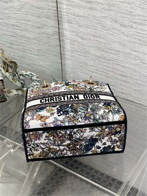 CD Medium Lady D-Lite Bag Embroidery White Multicolors