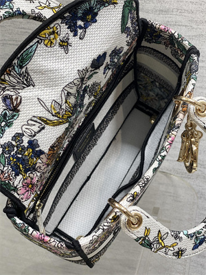 CD Medium Lady D-Lite Bag Embroidery White Multicolors