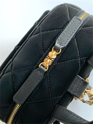 Ch*el backpack velvet and calfskin gold tone metal black as5793