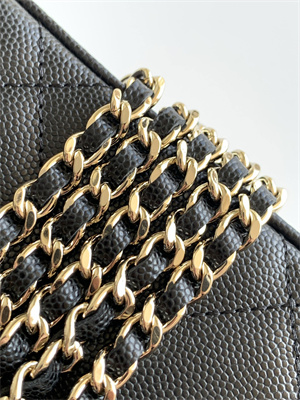 Ch*el long vanity with chain grained calfskin & gold-tone metal black ap4933