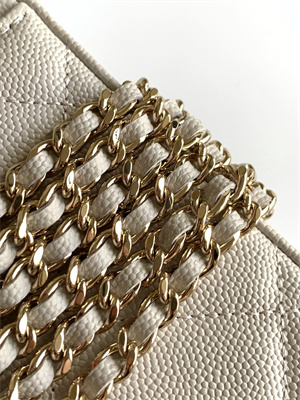 Ch*el long vanity with chain grained calfskin & gold-tone metal white ap4933