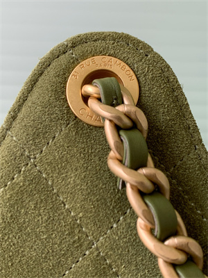 Ch*el 25 small handbag suede gold tone metal green as5293