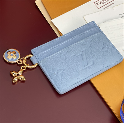 L.V Charms Card Holder Monogram Empreinte Cowhider Azure Blue M13649