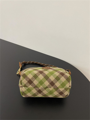 M*um*u plaid wool pouch camel/green